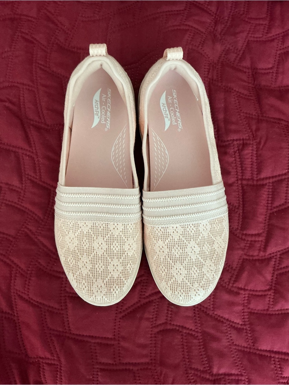 Skechers Women's Pale Pink Slip-On Knit Flats